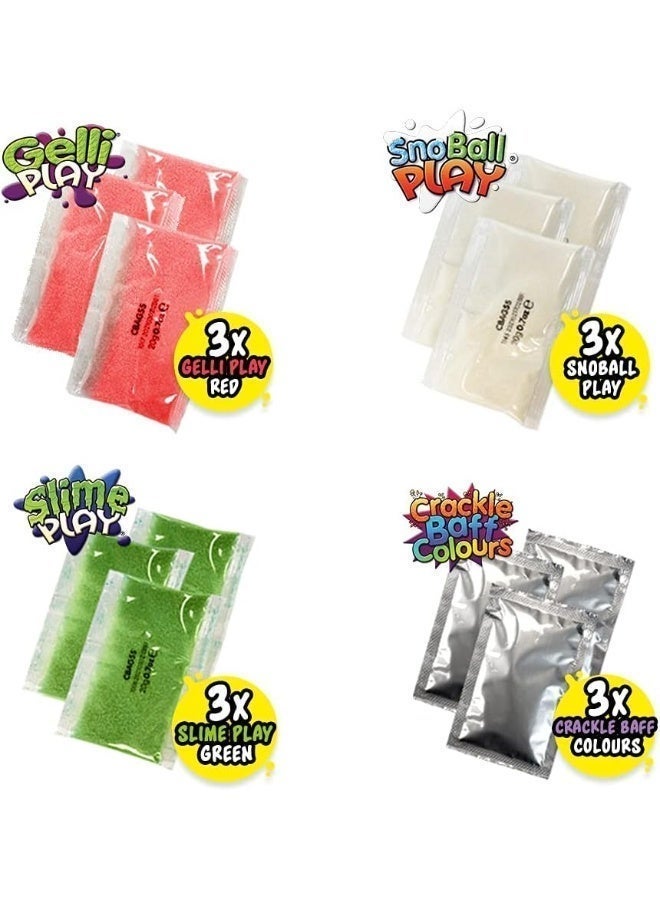 Zimpli Kids 12 Use Mega Play Pack From Zimpli Kids, 3 X Gelli Play, Slime Snoball & Crackle Baff, Children'S Sensory Toy, Educational Learning Activity, Diy Creative Toy - Image 2